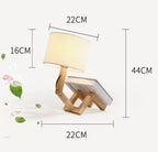 RutanFlex Wooden Table Lamp with Integrated Book Holders
