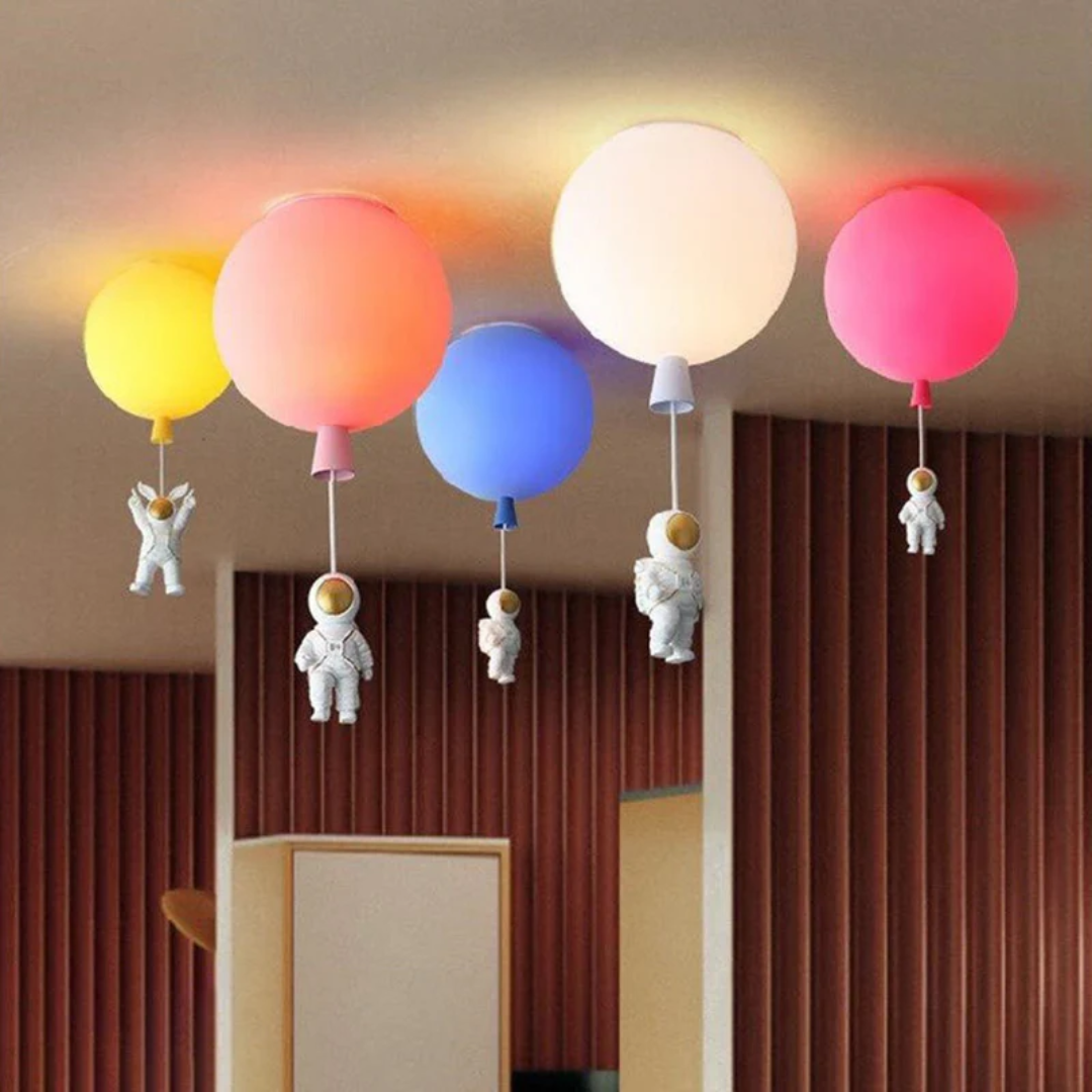 CosmoGlow Modern LED Ceiling Lamp - Moon & Astronaut Design for Kids' Rooms