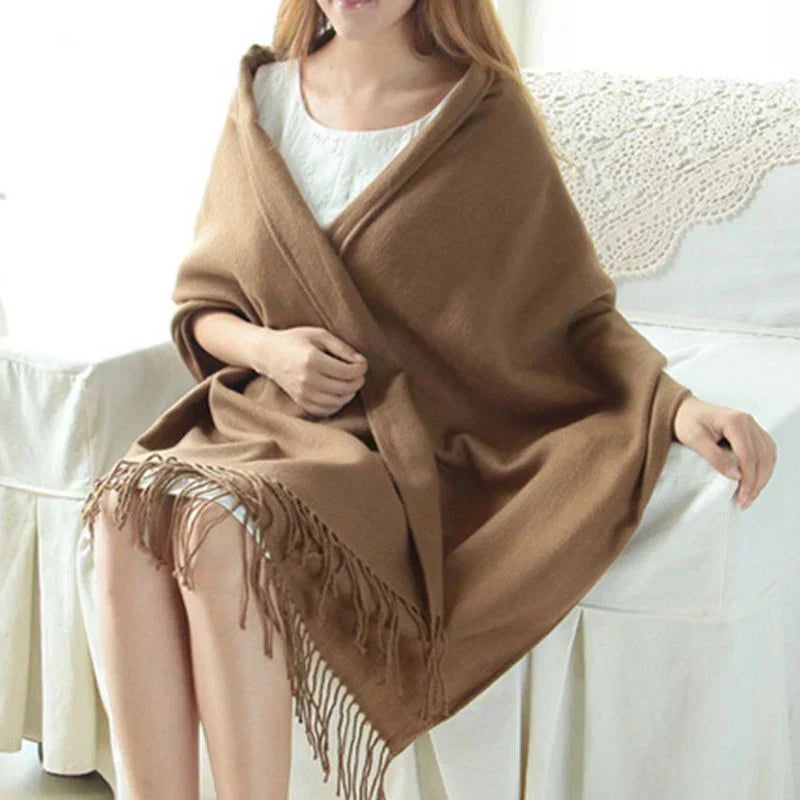 Oversized Luxe Checked Winter Scarf with Fringes