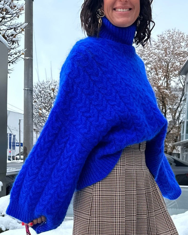 Relaxed Colorful Turtleneck Sweater