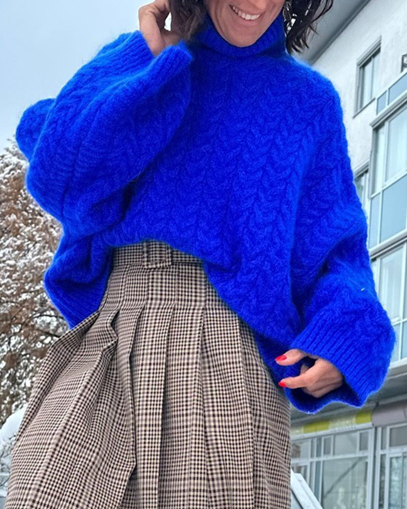 Relaxed Colorful Turtleneck Sweater
