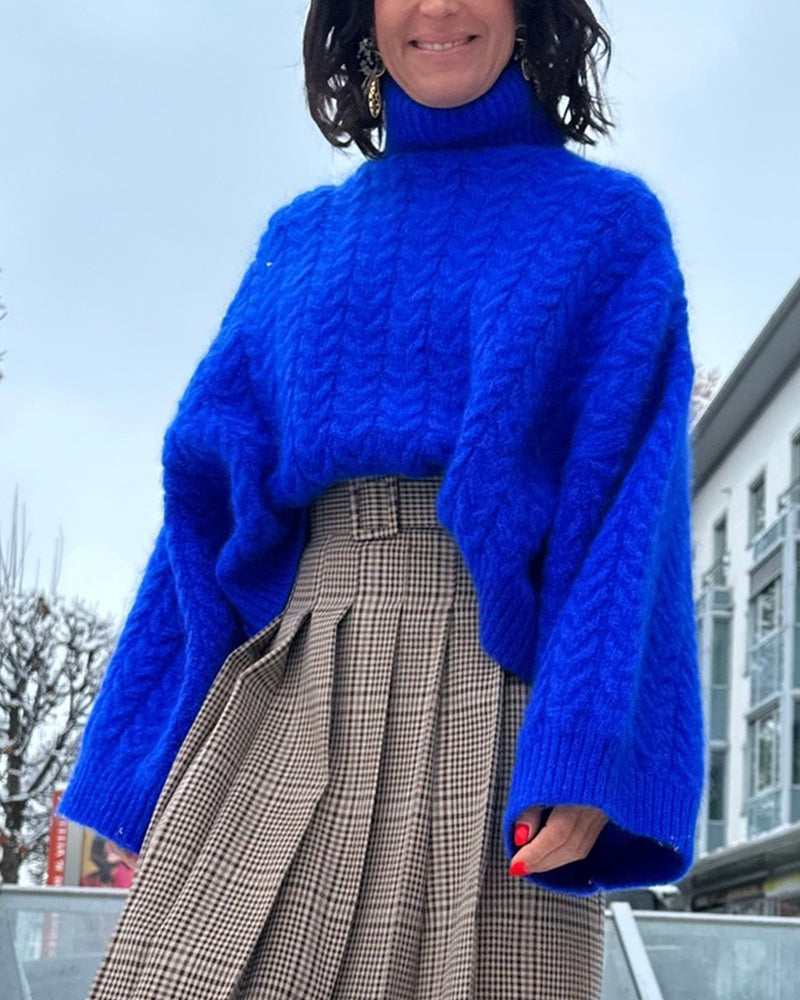 Relaxed Colorful Turtleneck Sweater