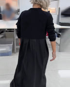 Relaxed Fit Long Black A-Line Dress