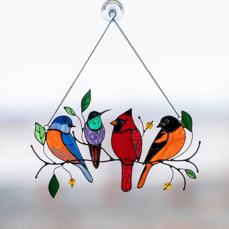 Bird-Shaped Glass Window Ornaments