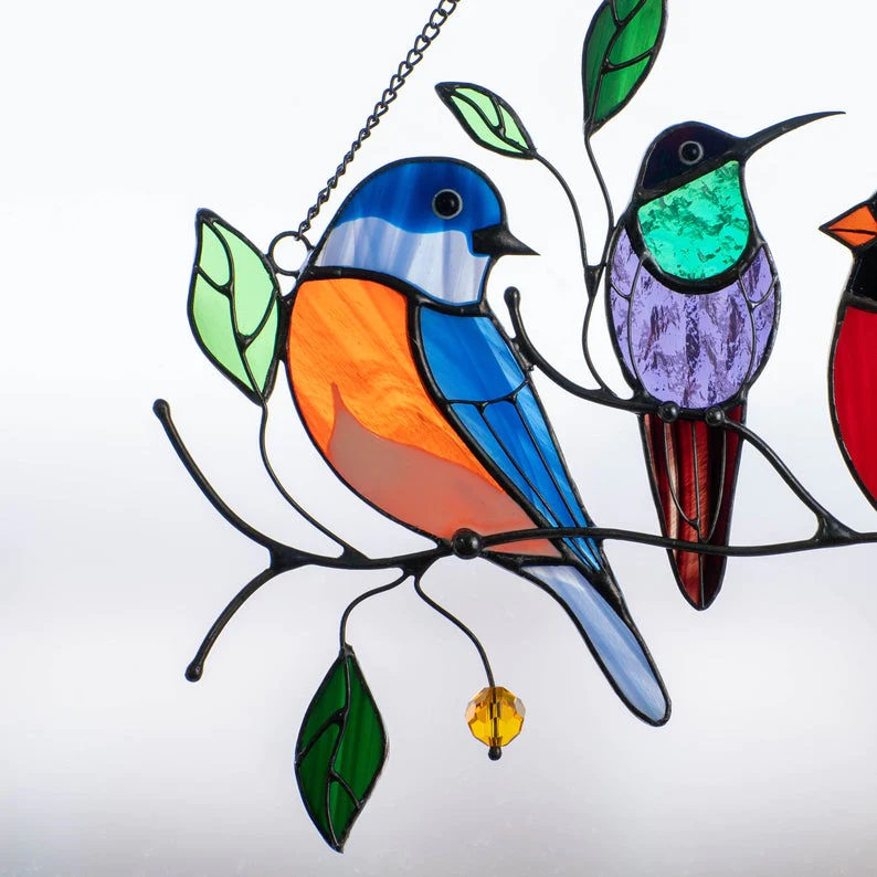 Bird-Shaped Glass Window Ornaments