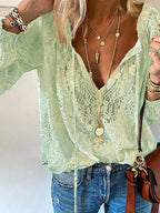 Dilara - Lace-Trimmed Boho Blouse