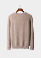 Premium Extra-Fine Merino Wool Two-Tone Crew Neck Sweater