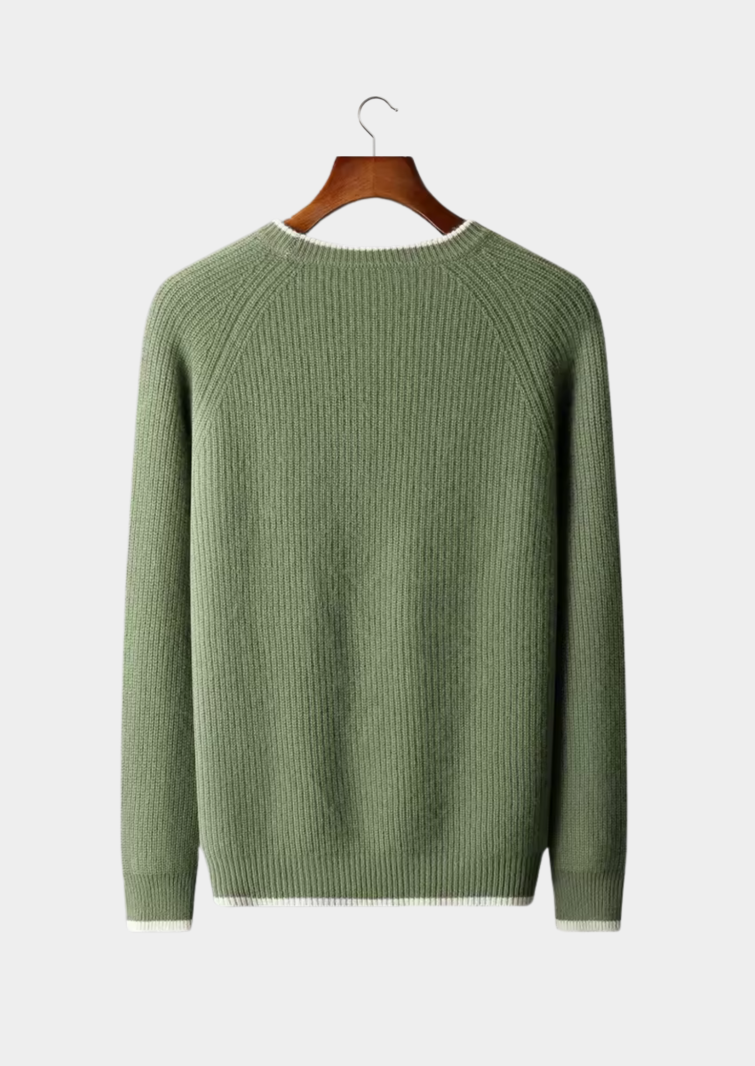 Premium Extra-Fine Merino Wool Two-Tone Crew Neck Sweater