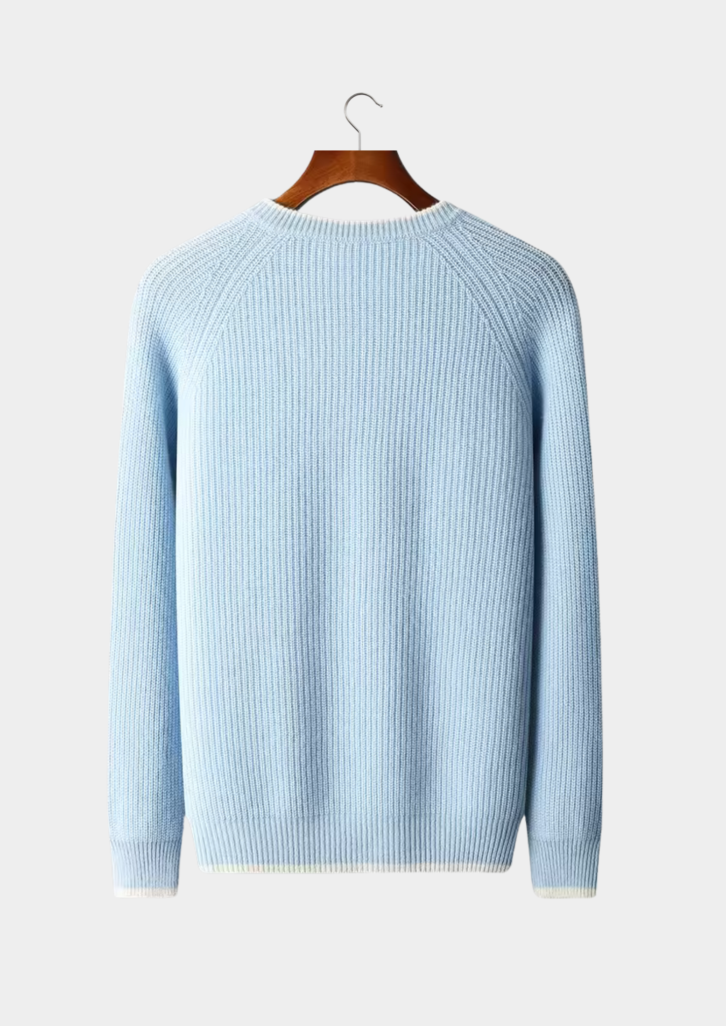 Premium Extra-Fine Merino Wool Two-Tone Crew Neck Sweater