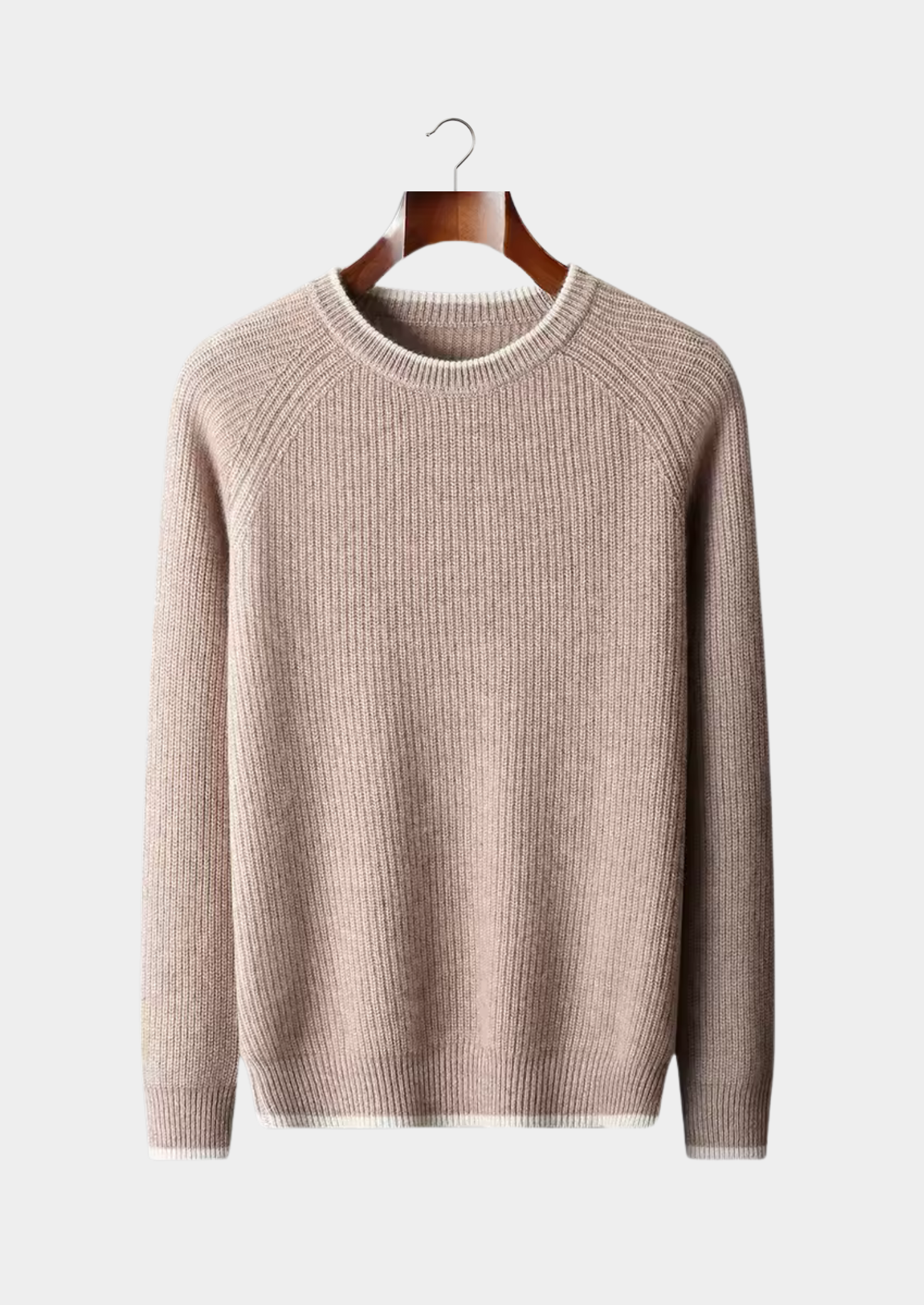 Premium Extra-Fine Merino Wool Two-Tone Crew Neck Sweater