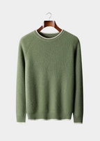 Premium Extra-Fine Merino Wool Two-Tone Crew Neck Sweater