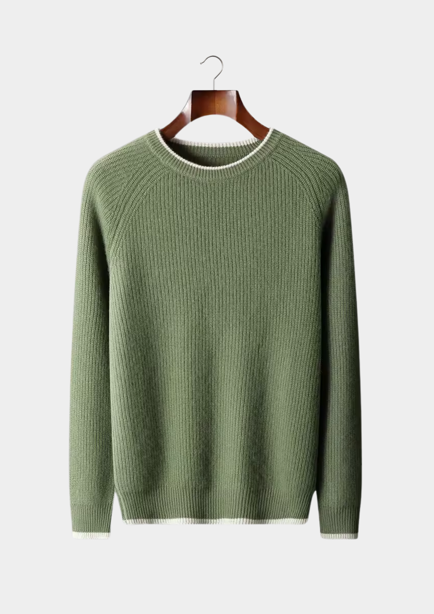 Premium Extra-Fine Merino Wool Two-Tone Crew Neck Sweater