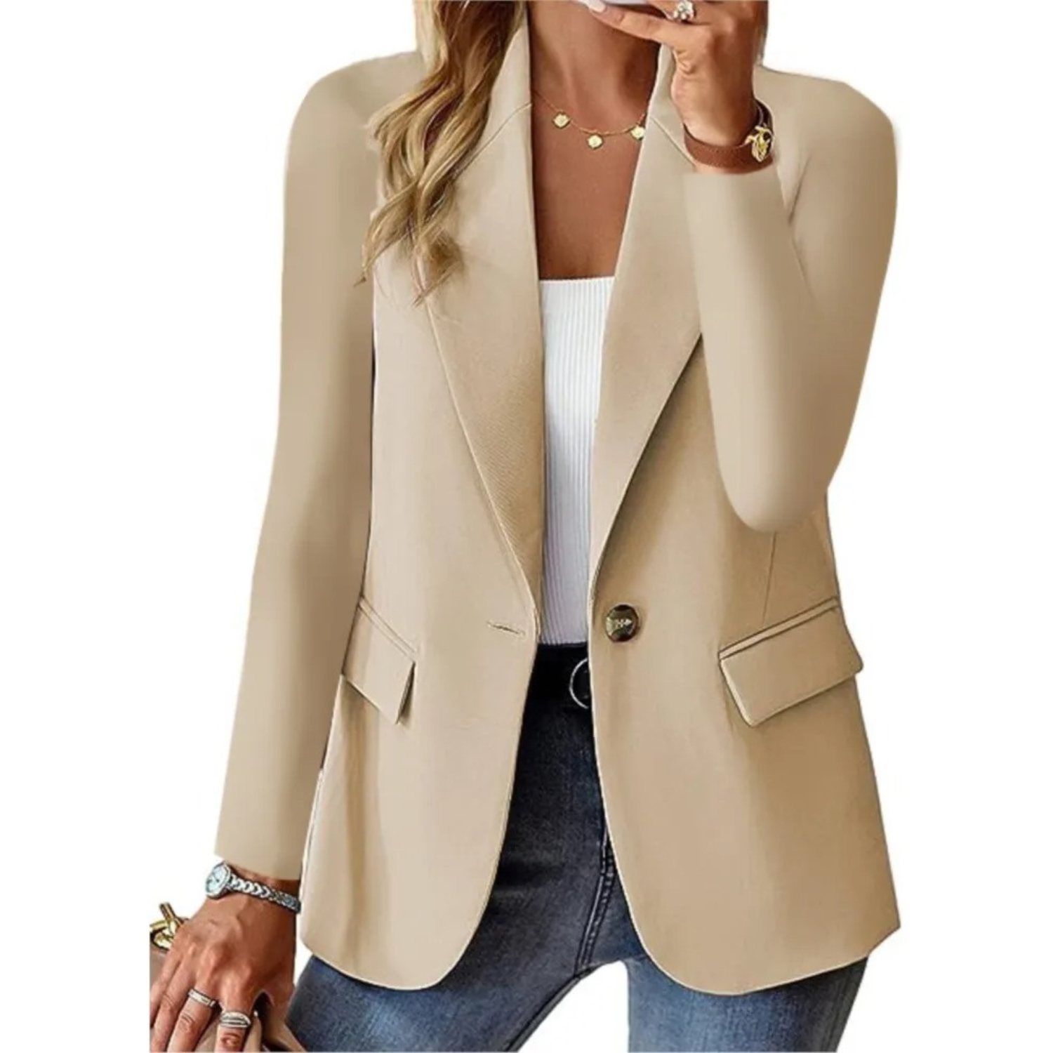 Charlotte | Chic Women's Blazer with Pockets and Buckle for the Professional Look