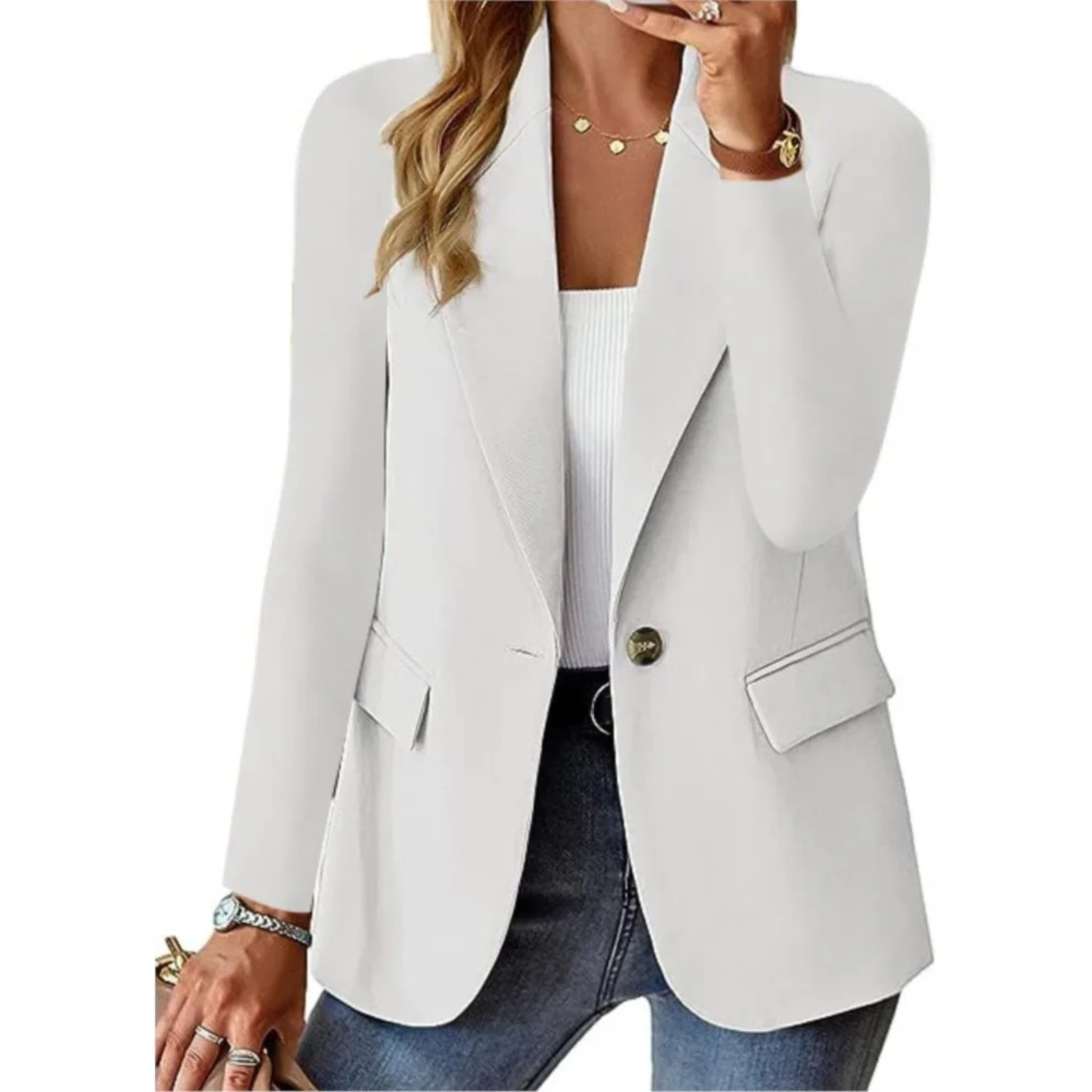 Charlotte | Chic Women's Blazer with Pockets and Buckle for the Professional Look