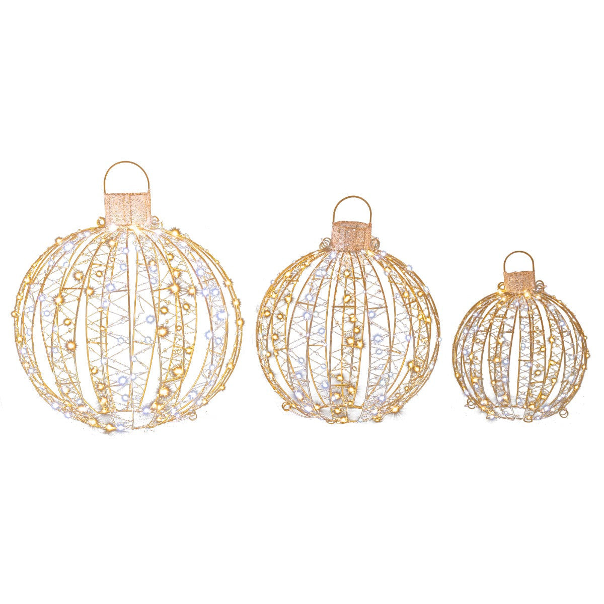 Illuminated Star Pattern Decorative Glow Balls in Gold