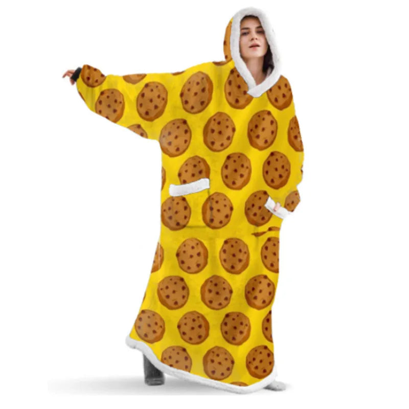Oversized Sleeved Blanket Robe with Head Opening