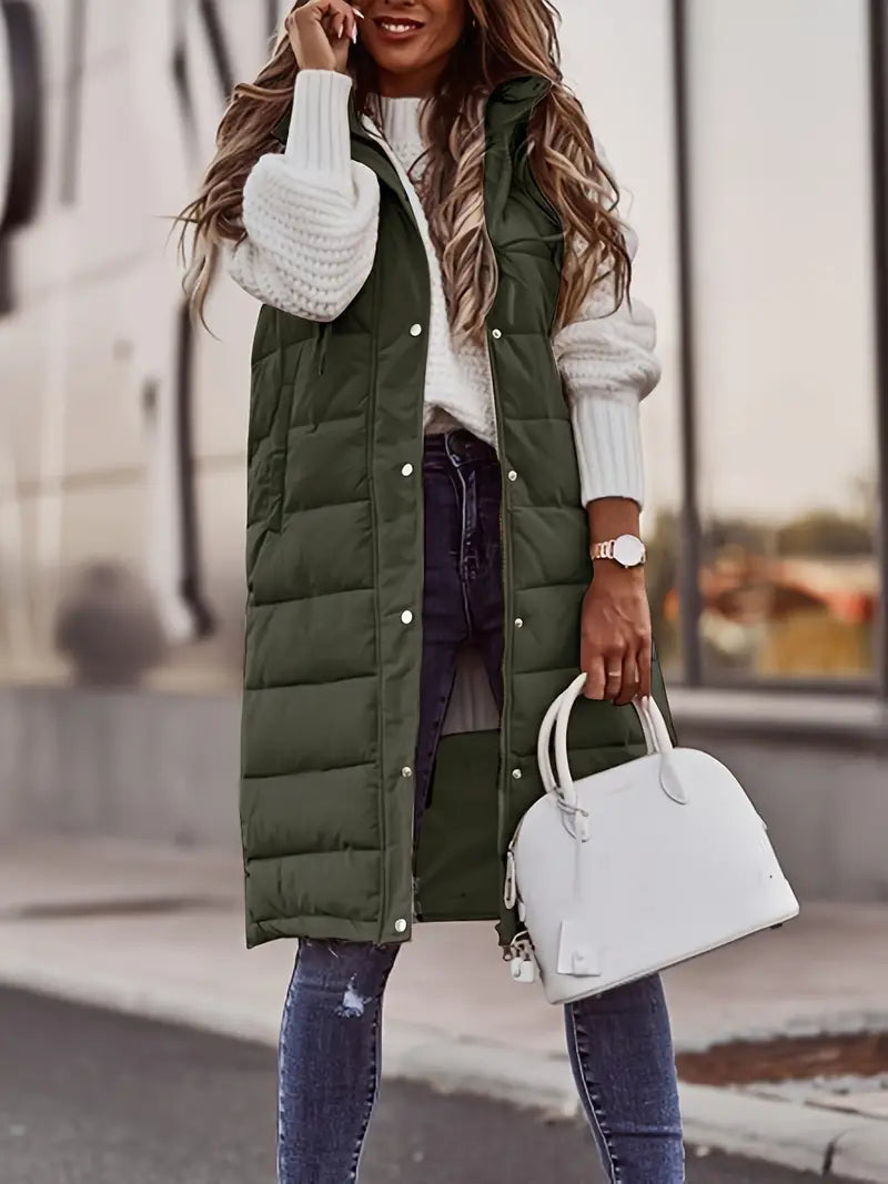 Women's Hooded Puffer Gilet with Zip Pockets