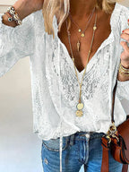 Dilara - Lace-Trimmed Boho Blouse