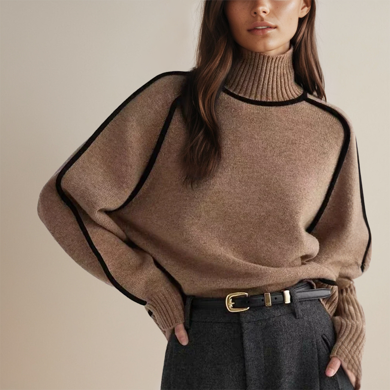 Cozy Striped Turtleneck Sweater for Women