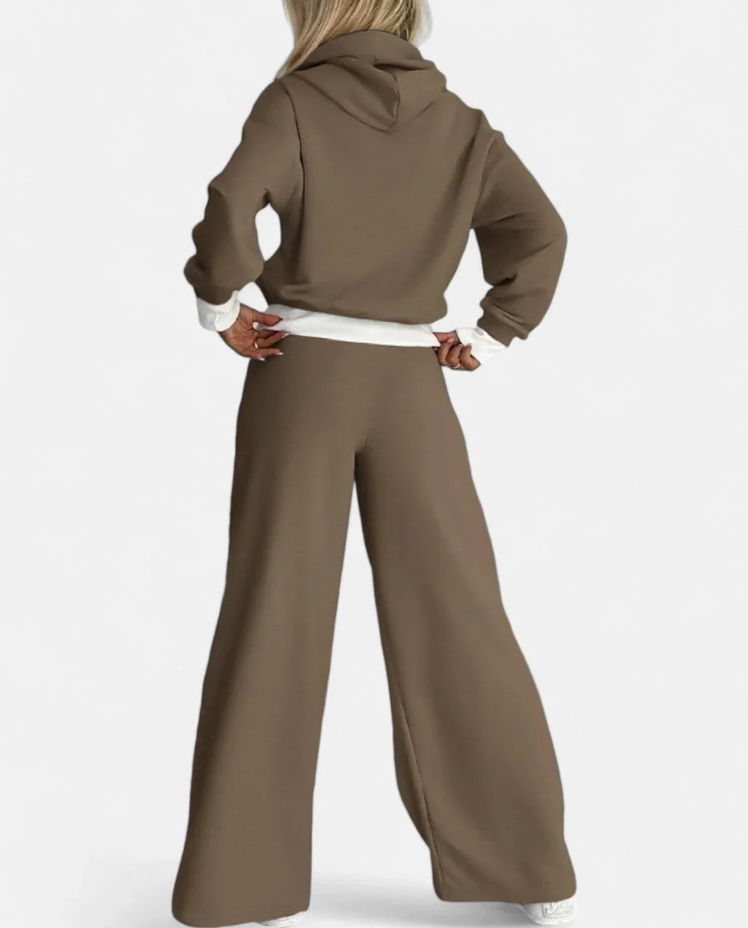 Women's Two-Piece Tracksuit Set - Hoodie and Wide-Leg Pants