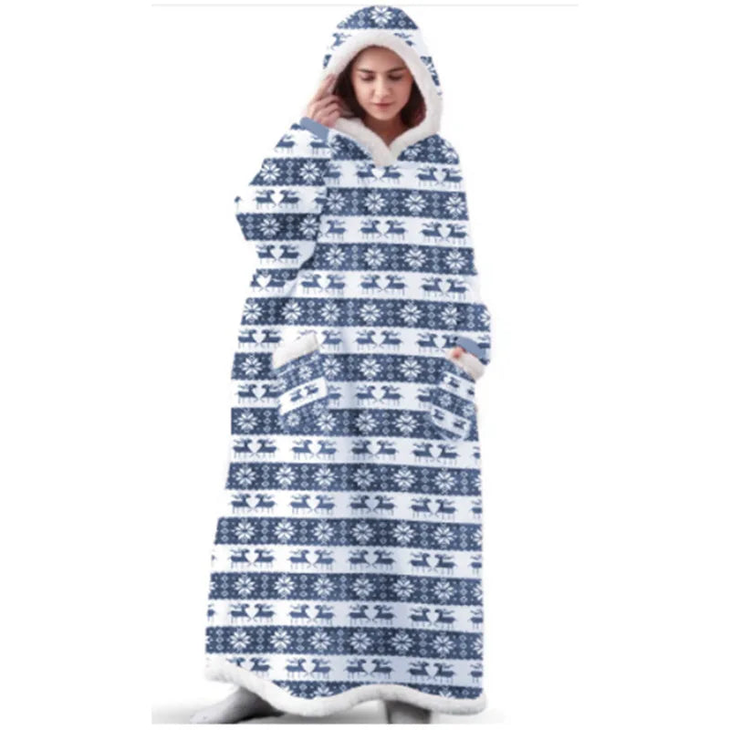 Oversized Sleeved Blanket Robe with Head Opening