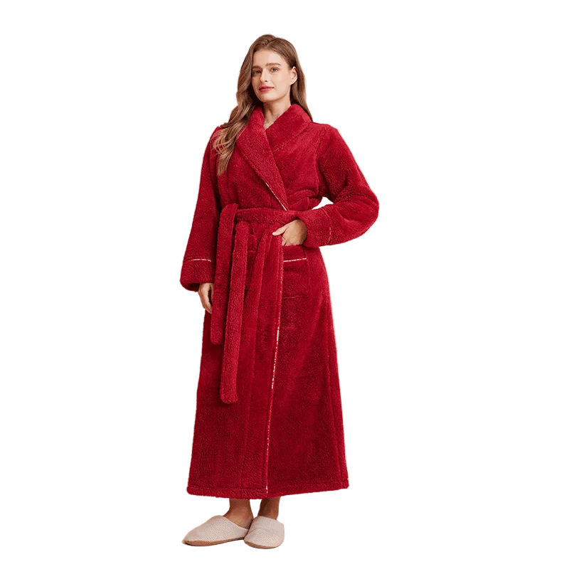 Cozy Fleece Bathrobe with Adjustable Tie Belt