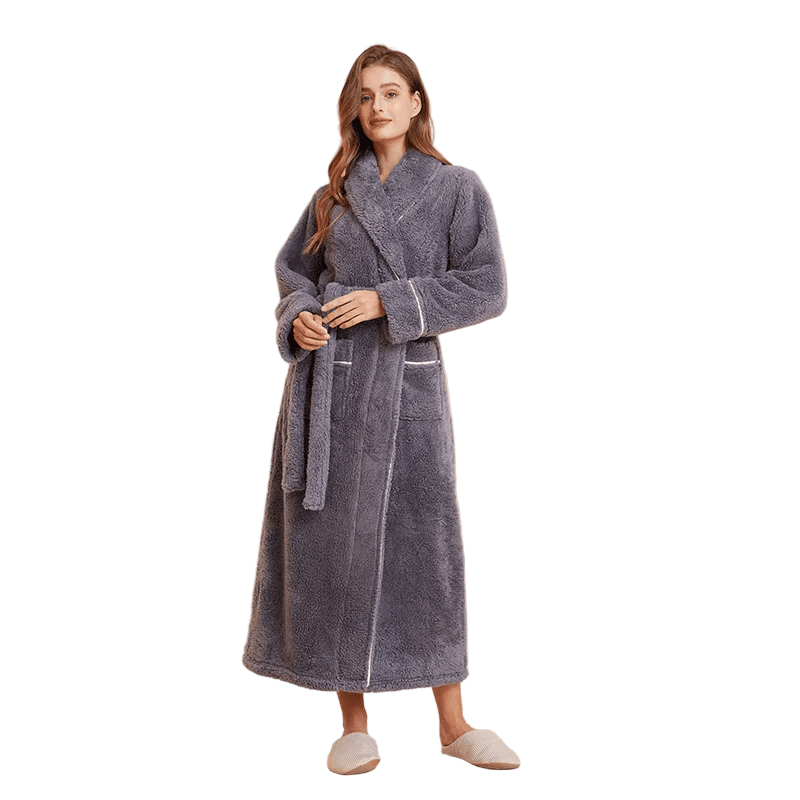 Cozy Fleece Bathrobe with Adjustable Tie Belt