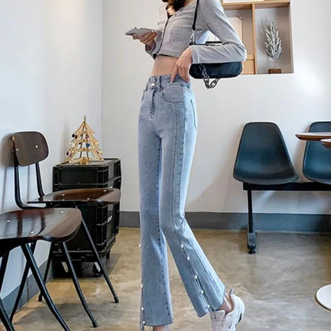 Delinda | Pearl-Patterned Jeans