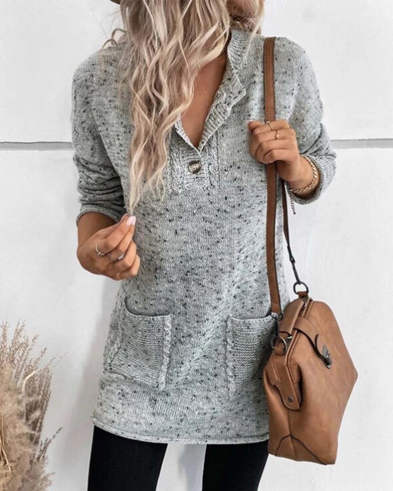 Deqa | V-Neck Long Jumper with Pockets