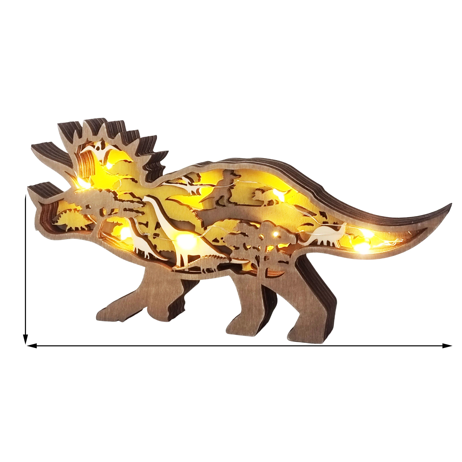 Intricately Engraved 3D Wooden Dinosaur Figurines