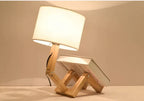 RutanFlex Wooden Table Lamp with Integrated Book Holders
