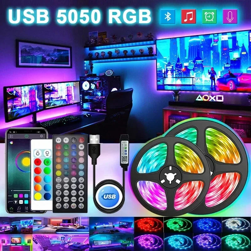 RGB LED USB Strip Light - Color-Changing Ambiance for Home Decor and TV Backlighting