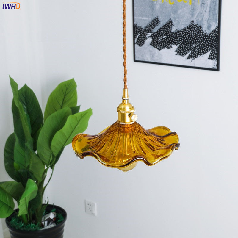 Nordic LED Pendant Light | Vibrant Glass and Copper Fixture for Bedroom, Living Room, and Bar