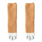 Cozy Winter Plush Socks with Cat Paw Design and Whimsical Animal Prints