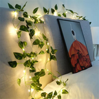 Battery-Powered String Lights Featuring Leaf and Flower Garland Design