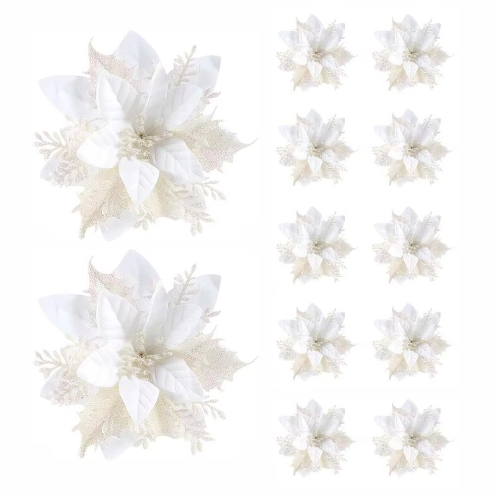 Festive Flower Ornament Set in Pink, Gold, or Red for Your Christmas Tree