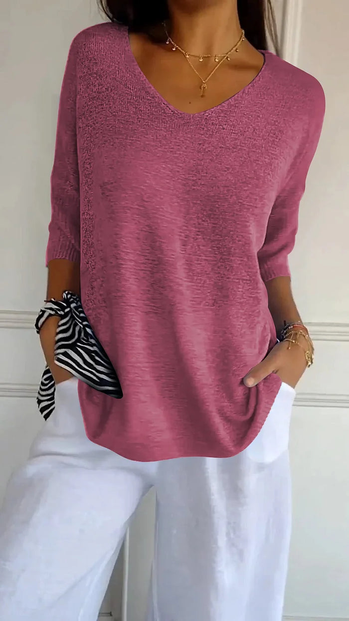 Chiara | Cozy V-Neck Knitted Top for Women