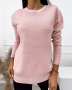 Button-Detail Round Neck Sweater