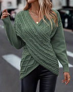 Solid Color V-Neck Long Sleeve Sweaters