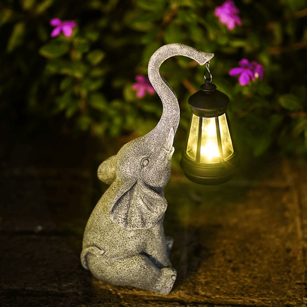Solar-Powered Elephant Glow - Ambient Garden Lantern