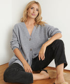 V-Neck Oversized Cardigan with Buttons for Women