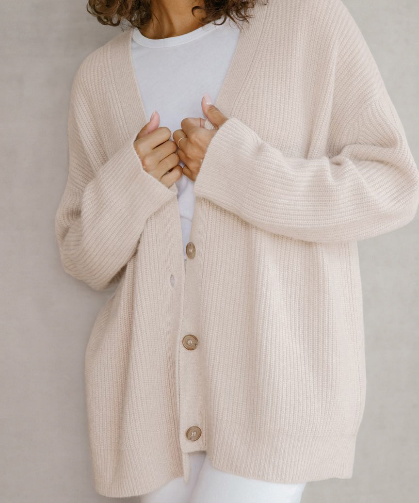 V-Neck Oversized Cardigan with Buttons for Women