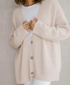 V-Neck Oversized Cardigan with Buttons for Women