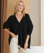 V-Neck Oversized Cardigan with Buttons for Women