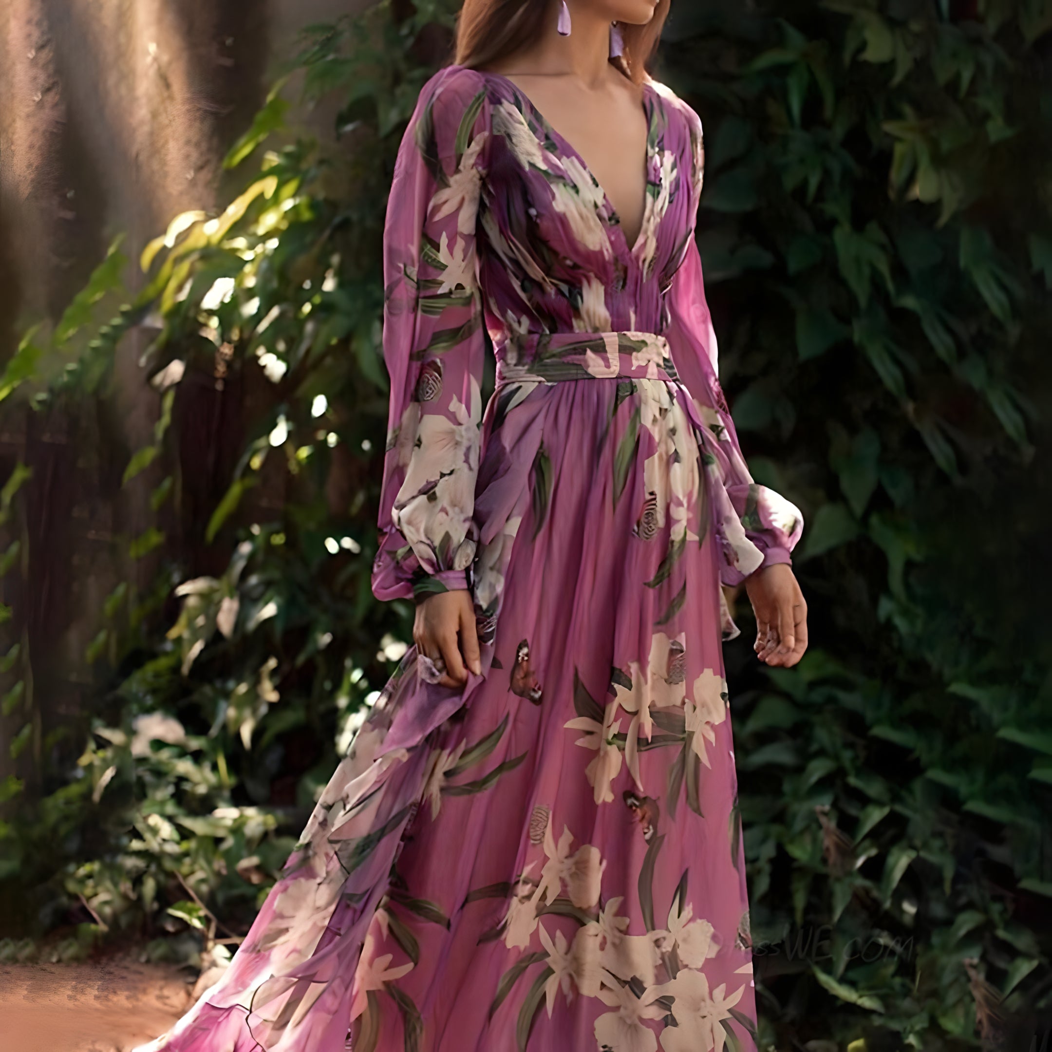 Chic V-Neck Dress with Sleeves
