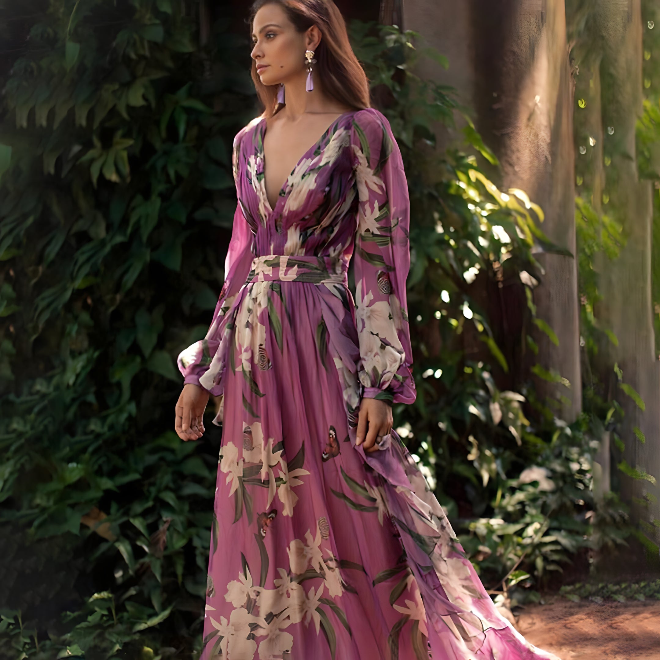Chic V-Neck Dress with Sleeves
