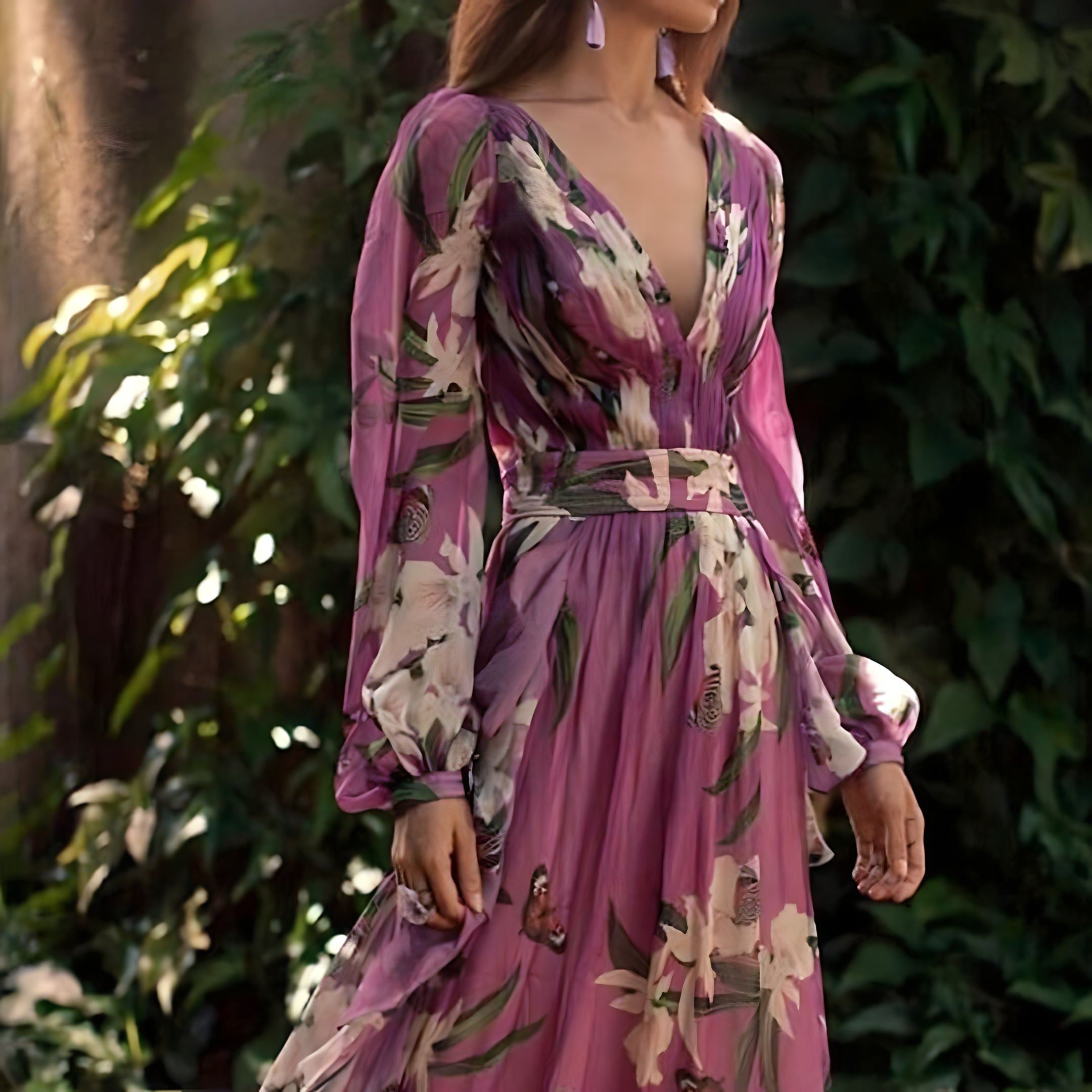Chic V-Neck Dress with Sleeves