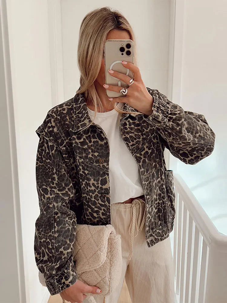 Elin | Leopard Print Casual Short Cardigan