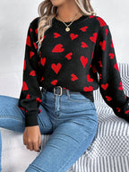 Elin | Stylish Women's Sweater with Round Neck and Heart Design