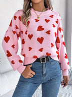 Elin | Stylish Women's Sweater with Round Neck and Heart Design